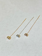 White Gold Heart Threader Earrings