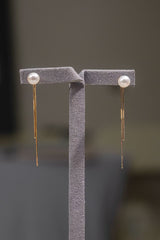 6-6.5mm Akoya Cultured Pearl With Snake Chain Earrings