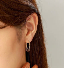 【COCOSHNIK】Compact 3-chain Hoop Earrings