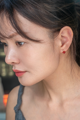 Coral & Diamond Stud Earrings