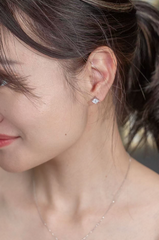 2 Carat Total Square Lab Grown Diamond Stud Earrings