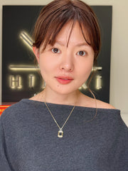 0.154 Carat Natural Diamond Square Necklace In 14K Yellow Gold