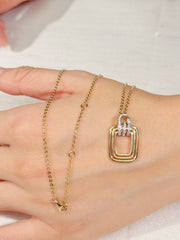 0.154 Carat Natural Diamond Square Necklace In 14K Yellow Gold