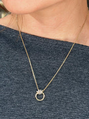 0.124 Carat Natural Diamond Round Necklace In 14K Yellow Gold