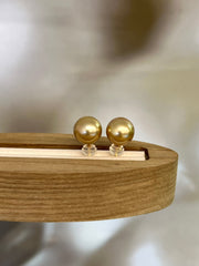 10.3mm Golden South Sea Cultured Pearl Earrings