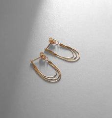 【COCOSHNIK】Compact 3-chain Hoop Earrings