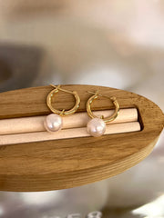 8-8.5mm Akoya Cultured Pearl Hoop Earrings