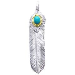 Tarowashimi Turquoise Feather Pendant