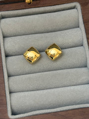 Cube Gold Stud Earrings