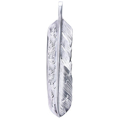 Tarowashimi Silver feather pendant facing left size:L(W-1AFFL01)