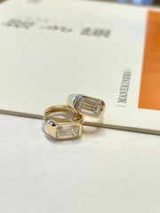 2 Carat Total Emerald Cut Diamond Earrings In 14K Yellow Gold