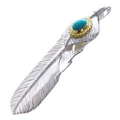 Tarowashimi Turquoise Feather Pendant