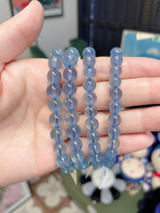 冰种海蓝宝9mm 手围14.5-16cm可带