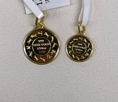 24K Snake Gold Coin, Diameter:12mm, 1.26g