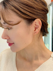 White Gold Heart Threader Earrings