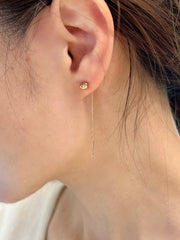 White Gold Heart Threader Earrings