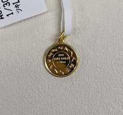 24K Snake Gold Coin, Diameter:12mm, 1.26g