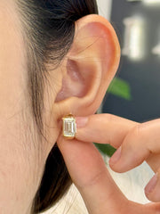 2 Carat Total Emerald Cut Diamond Earrings In 14K Yellow Gold