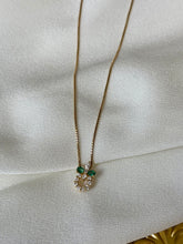 Vintage Necklace in 18K Yellow Gold With Emerald & Natural Diamond