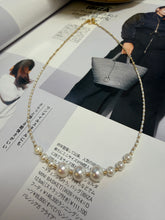 4.5-7.5mm Akoya+1mmKeshi Necklet,40+5cm,In 18K Yellow Gold,4.1g
