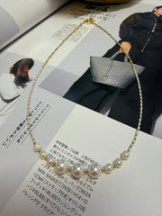 4.5-7.5mm Akoya+1mmKeshi Necklet,40+5cm,In 18K Yellow Gold,4.1g
