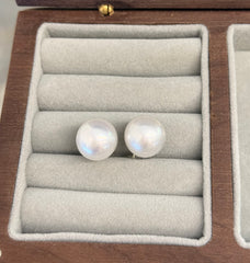 12.8mm White South Sea Cultured Pearl Stud Earrings