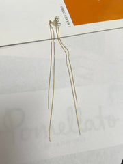 Snake Chain&Natural Diamond Earrings In 18K Yellow Gold