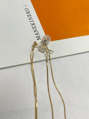Snake Chain&Natural Diamond Earrings In 18K Yellow Gold