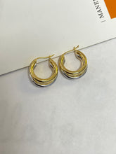 Three circle Earrings In 18K Yellow&White Gold