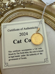 24K+18K Cat Gold Coin, Diameter:15.7mm, 3g