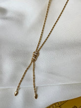 Vintage Y-style Necklace in 18K Yellow Gold With Natural Diamond