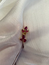 Vintage Stud Earrings in K18 Yellow Gold with Ruby&Diamond