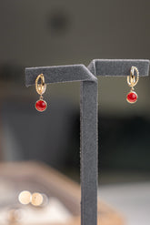 Double Circle Coral Stud Earrings