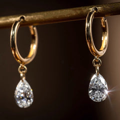 2 Carat Water Drop Earrings In 18K Yellow Gold