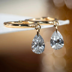 2 Carat Water Drop Earrings In 18K Yellow Gold