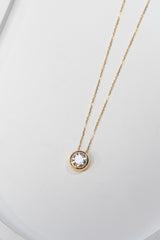 1.106 Carat Round Lab Grown Diamond Necklace In 18K Yellow Gold