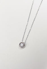 0.608 Carat Round Lab Grown Diamond Necklace In 18K White Gold