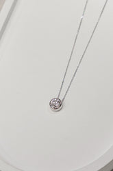 1.072 Carat Round Lab Grown Diamond Necklace In 18K White Gold