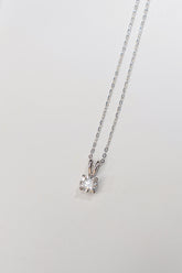 1.063 Carat Round Lab Grown Diamond Necklace In 18K White Gold