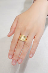 Italy Sliver 925 Textured Ring Gold Color