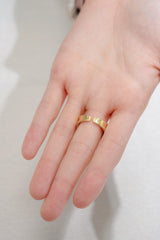 Italy Sliver 925 Textured Ring Gold Color