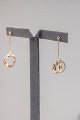 Three-color Gold Stud Earrings