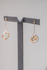 Three-color Gold Stud Earrings