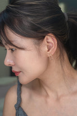 Paper clip and Bead Stud Earrings