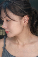 Paper clip and Bead Stud Earrings