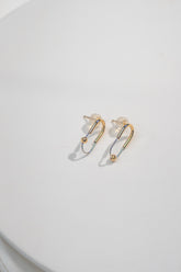 Paper clip and Bead Stud Earrings