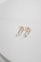 Paper clip and Bead Stud Earrings