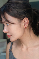 Coral & Diamond Stud Earrings