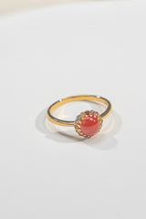 Coral & Diamond Ring