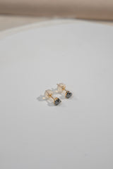 Black Gemstone Heart Stud Earrings